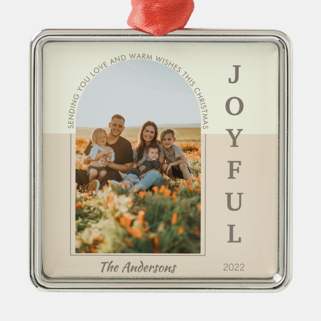 Joyful Modern Minimalistisch Boho Arch Foto Beige Ornament Aus Metall (Vorne)