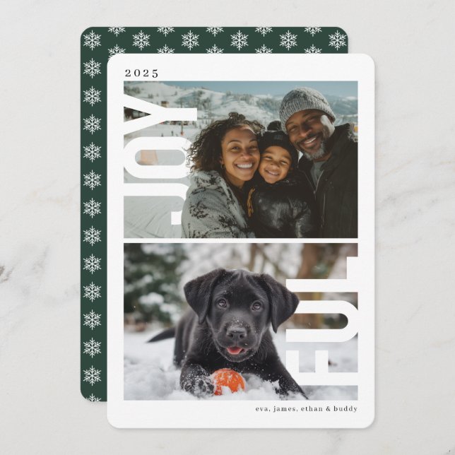 Joyful Modern PhotoPop Holiday Card Feiertagskarte (Vorne/Hinten)