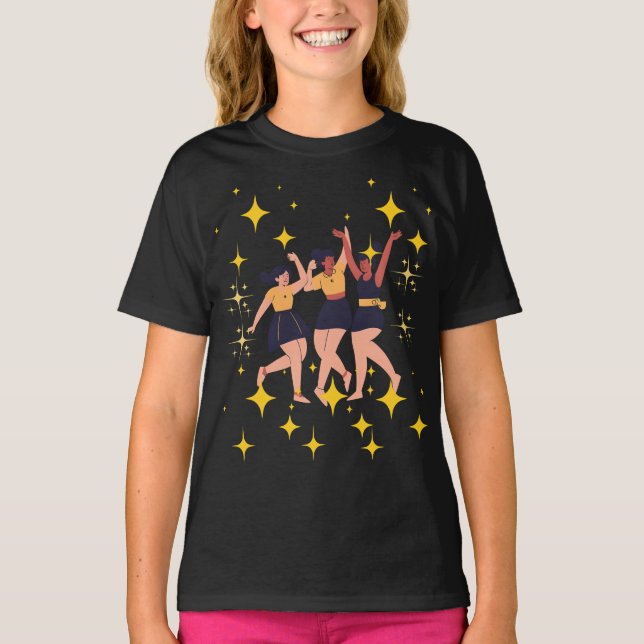 "Joyful Moves - Three Dancing Girls Art T-Shirt" T-Shirt (Vorderseite)