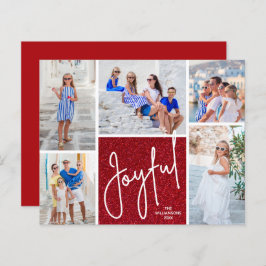 JOYFUL Multi Foto Budget Red Holiday Cards