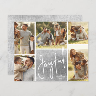 JOYFUL Multi Foto Silver Budget Holiday Cards