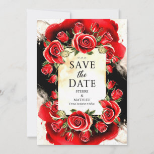 Joyful Nature Crimson Rote Rosen Hochzeit Save The Date