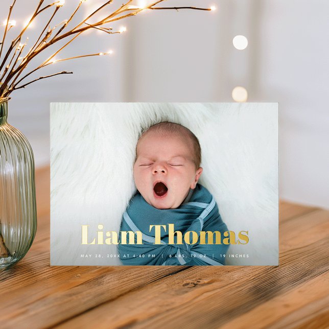 Joyful News Foto Collage Foil Birth Ankündigung (Von Creator hochgeladen)