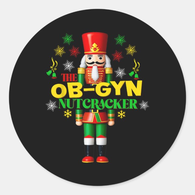 Joyful Nutcracker Ob-gyn Fun Festive Christmas Gyn Runder Aufkleber (Vorderseite)