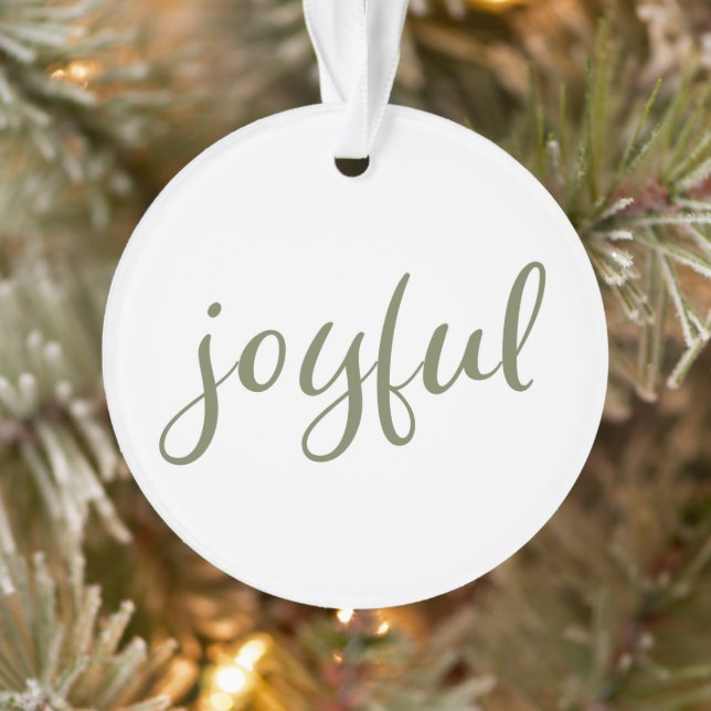 Joyful Olive Green Script Weihnachtsfeiertag Ornament (Baum)