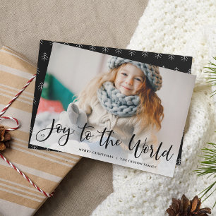 Joyful Overlay Holiday Photo Card Noir Feiertagskarte