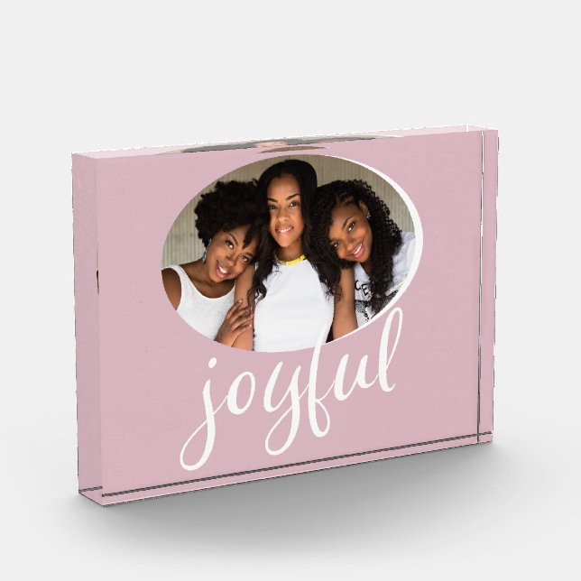 Joyful Pastell Pink Script Weihnachtsfeiertag Fotoblock (Links)