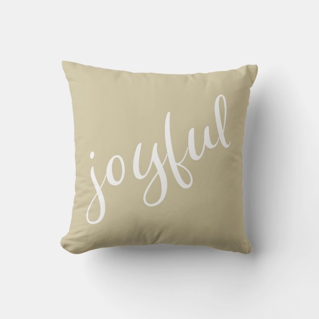 Joyful Pasteur Beige Script Weihnachtsfeiertag Kissen (Vorderseite)