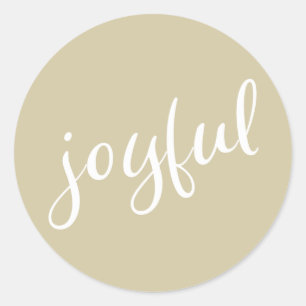 Joyful Pasteur Beige Script Weihnachtsfeiertag Runder Aufkleber