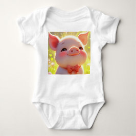Joyful Piglet in the Meadow - Baby Bodysuit Strampler