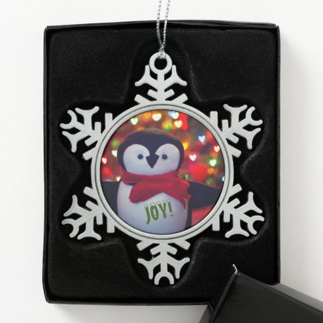 Joyful Pinguin Pewter Snowflake Ornament (Box)