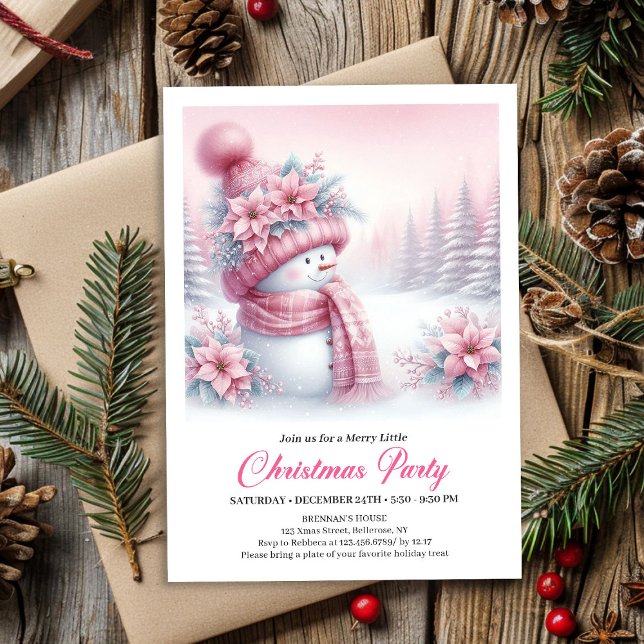 Joyful Pink Snowman Kids Download Christmas Invite Einladung (Joyful Pink Snowman Kids Download Christmas Invitation

)