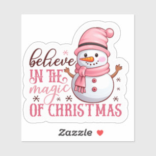 Joyful Pink Snowman Verbreitet Weihnachtsjubeln Aufkleber