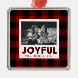 Joyful Red Buffalo Kariertes Foto Weihnachtsschmuc Ornament Aus Metall