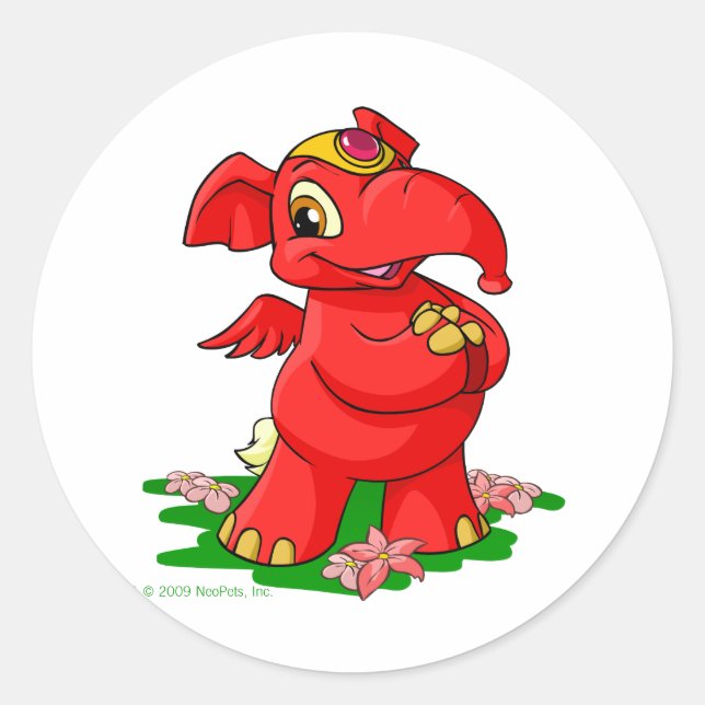 Joyful red Elephante in Shenkuu Runder Aufkleber (Vorderseite)