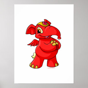 Joyful red Elephante Poster