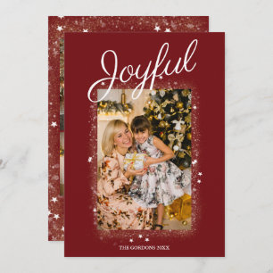 Joyful Red Foto Collage Gold Stars Staubparcours Feiertagskarte