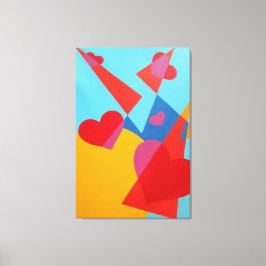 Joyful Red Hearts Abstract Print Leinwanddruck