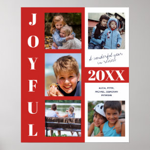 JOYFUL Red Year in Review 5 Foto Collage Family Poster