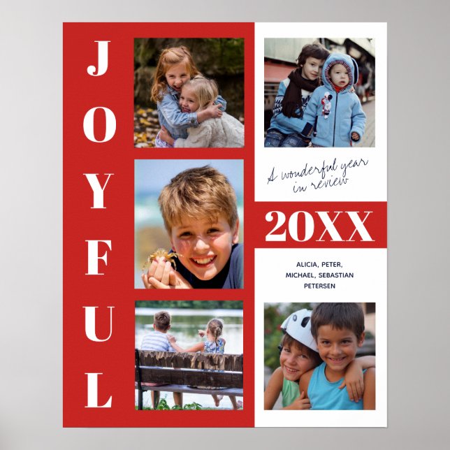 JOYFUL Red Year in Review 5 Foto Collage Family Poster (Vorne)