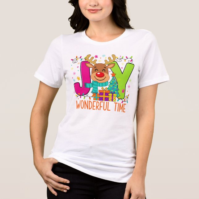 "JOYful Reindeer Christmas Tee" Tri-Blend Shirt (Vorderseite)