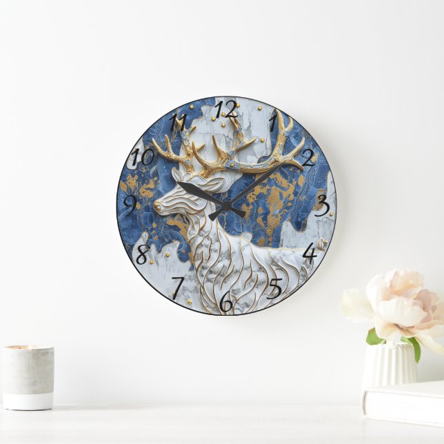 Joyful Reindeer Holiday Magic Große Wanduhr (Zuhause)