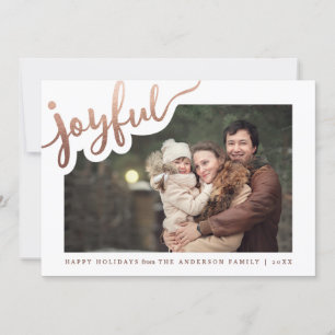 Joyful Rose Gold Foil   Happy Holidays Foto Card Feiertagskarte