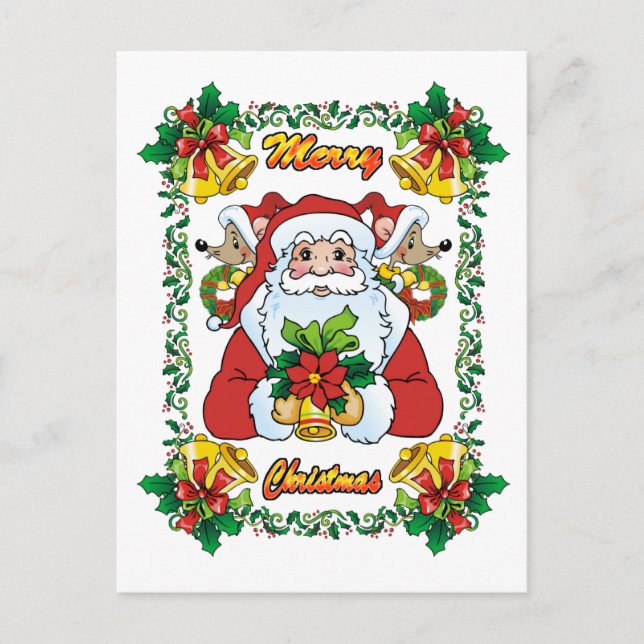 Joyful Santa Feiertagspostkarte (Vorderseite)