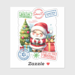 Joyful Santa Sticker mit Geschenken