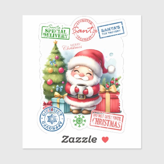 Joyful Santa Sticker mit Geschenken (Blatt)