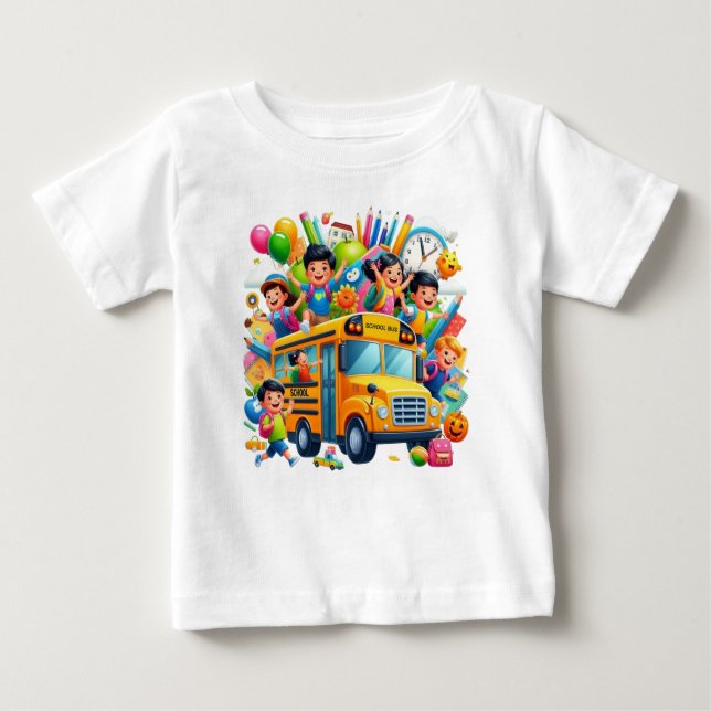 Joyful School Ride: School Bus Adventure Baby T-shirt (Vorderseite)