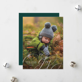 Joyful Script Happy Foto Holiday Card Feiertagskarte