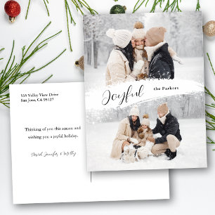 Joyful Script mit Snowy Brushstroke 2-Foto Feiertagspostkarte