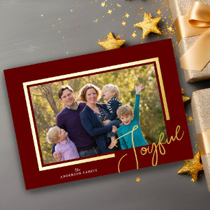 Joyful Script Modern Minimal Foto Weihnachtsfoil Folien Feiertagskarte
