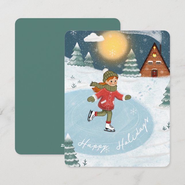 "Joyful skater" Feiertagskarte (Vorne/Hinten)