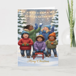 Joyful Snow Day – Kids Christmas Greeting Card Karte