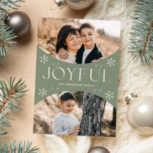 Joyful Snowflake Sage Green Oval Arch 2 Foto Feiertagskarte