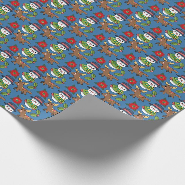 Joyful Snowman Dei Winter Holiday Pattern Geschenkpapier (Ecke)