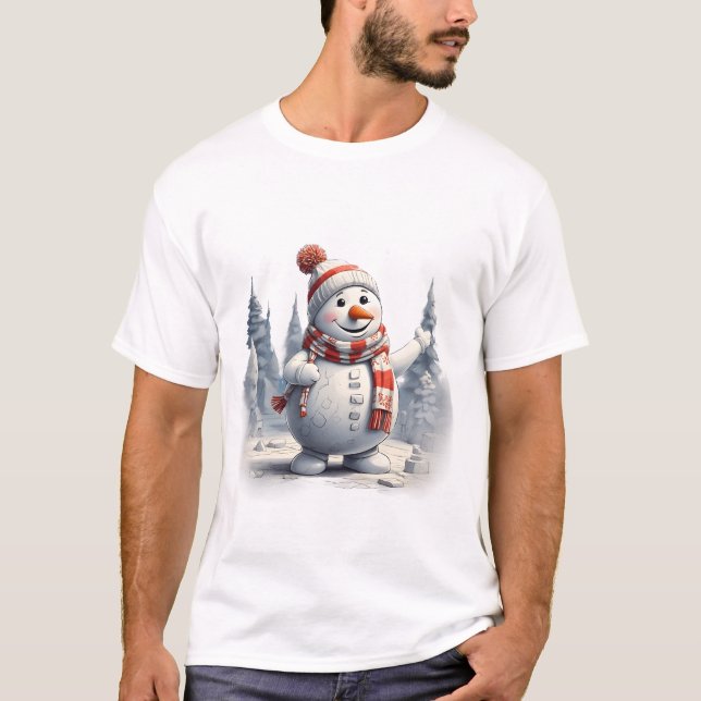 Joyful Snowman Giggles T-Shirt (Vorderseite)