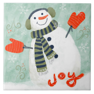 Joyful Snowman Keramik Kitchen Tile Fliese