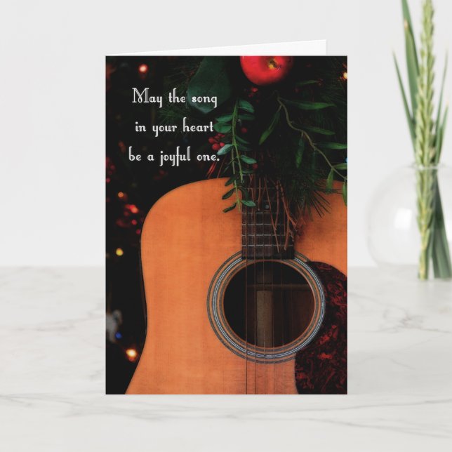 Joyful Song Acoustic Gitarre Weihnachtskarte Feiertagskarte (Vorderseite)