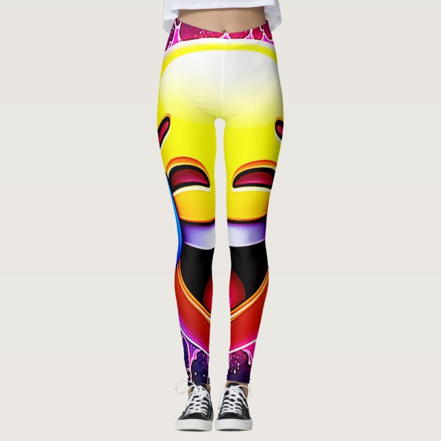 Joyful Splash: Laughing Emoji Art Leggings (Vorderseite)