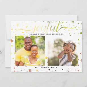 JOYFUL Tidings Color Matching Typografy 2-Foto Feiertagskarte