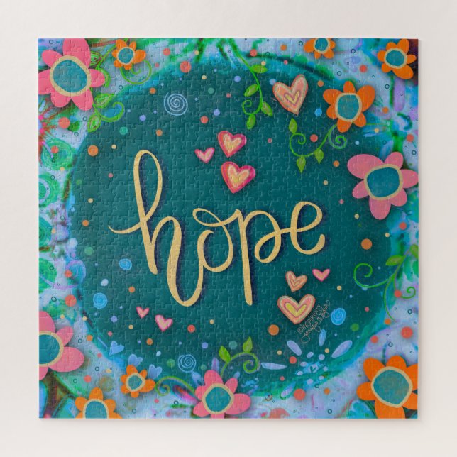 Joyful Trendy Hope Herz Floral Inspirivity Puzzle (Vertikal)
