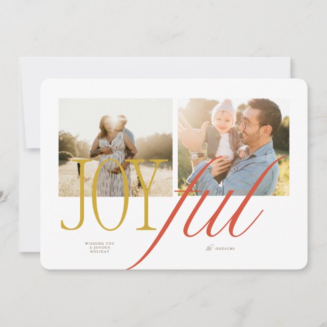 Joyful Typografy Christmas Card Feiertagskarte (Vorderseite)