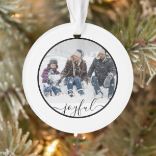 Joyful Typografy Foto Personalisiert Weihnachten Ornament