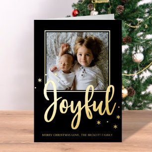 Joyful Typografy Script Modernes Foto Weihnachten