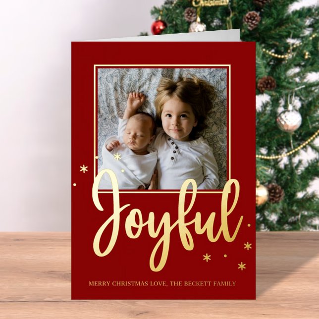 Joyful Typografy Script Modernes Foto Weihnachten (Von Creator hochgeladen)