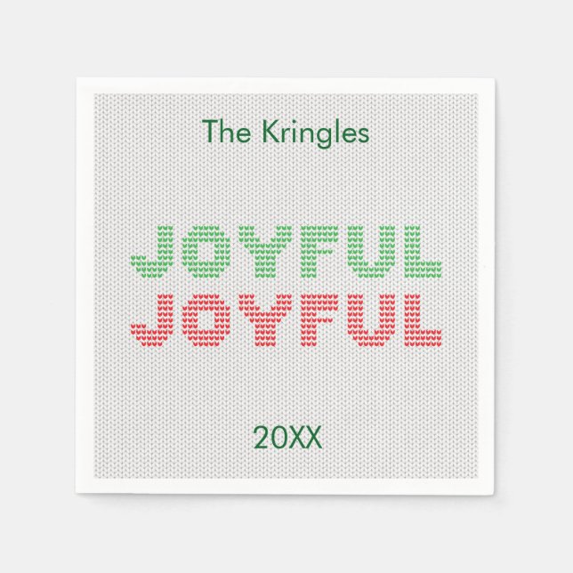 Joyful Typografy Weihnachtssüßer Serviette (Vorderseite)