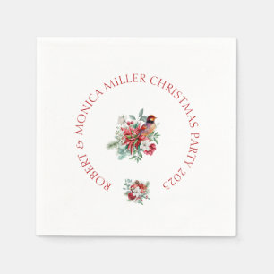 Joyful Vibe Weihnachten Aquarelle Blume, Blätter Serviette